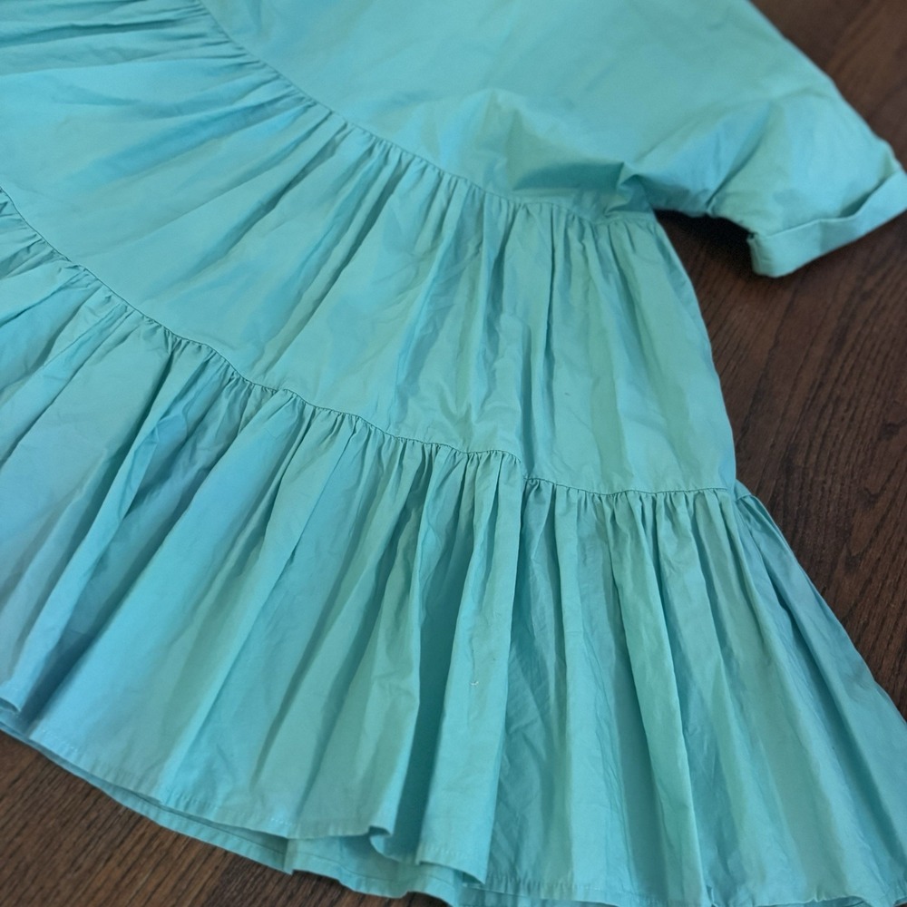 Boutique Lili Sidonio Sun Dress In Green‎ With Buttons, Cuff Sleeves Size Large - Picture 8 of 8